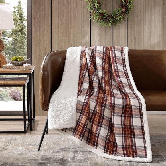 Eddie Bauer Home Throw Blanket Reversible Sherpa Fleece - Picture 1 of 2